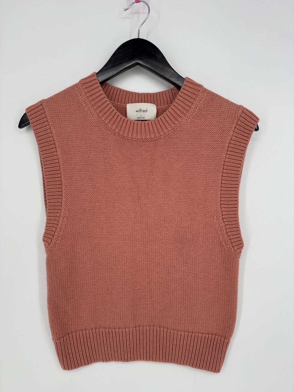 Wilfred Aritzia Merino Wool Cotton Blend Sweater Vest Poetic Pink Small